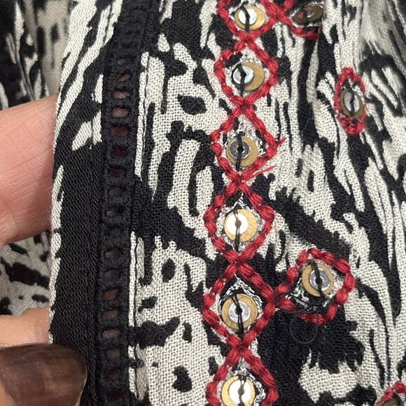 SOFT SURROUNDINGS Peasant Boho Tunic Top Size L Black Relaxed Sequin Bell Sleeve - Picture 9 of 13